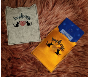 Stickserie ITH - Impfpasshülle Katzenkopf Ohren - 11 Motive Katze in 4 Varianten inkl. Blanko